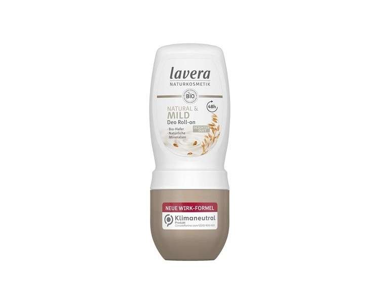 Lavera Natural & Mild Deodorant Roll-On with Organic Oat and Natural Minerals 50ml - 48 Hour Protection - Vegan