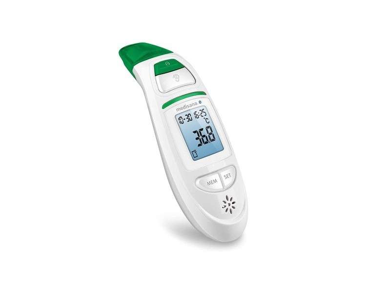 Medisana TM 750 Connect Digital 6-in-1 Thermometer for Ear and Forehead with Visual Fever Alarm and Bluetooth - White