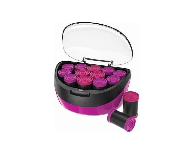 Remington Jumbo Curlers H5670 with Ceramic Ion Technology and Wax Core - 2 Sizes Black/Pink