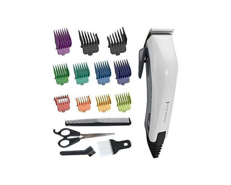 Remington HC5035 Corded Colour Cut Hair Clipper White and Grey