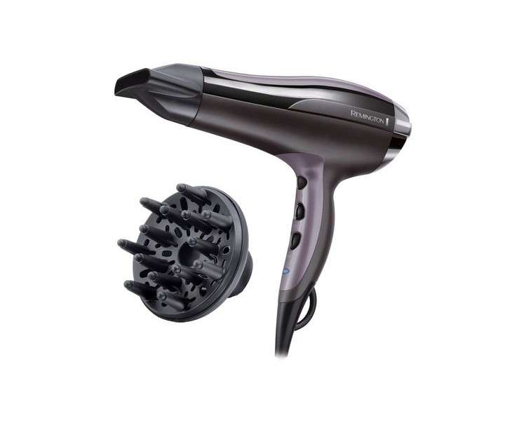 Remington Pro-Air Turbo Ion Hair Dryer 2400W with Even Heat Distribution 3 Heat & 2 Separate Blower Settings Cool Shot Styling Nozzle + Diffuser - Single