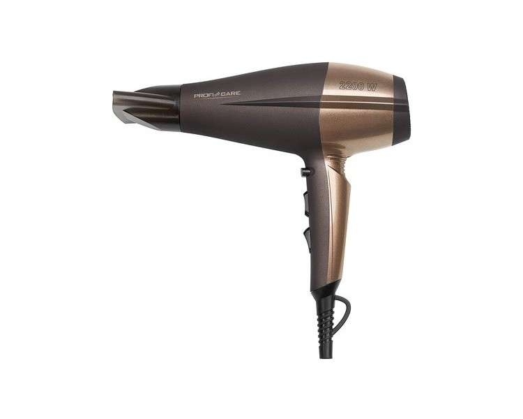 ProfiCare PC-HT 3010 Compact Hair Dryer with Ionization Function 3 Temperature/Power Levels 2 Blower Levels Cool Shot Brown-Bronze 330101