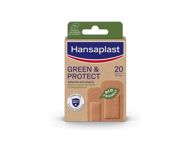 Hansaplast Green & Protect Biodegradable Dressings Eco-Friendly Wound Protection 20 Pack