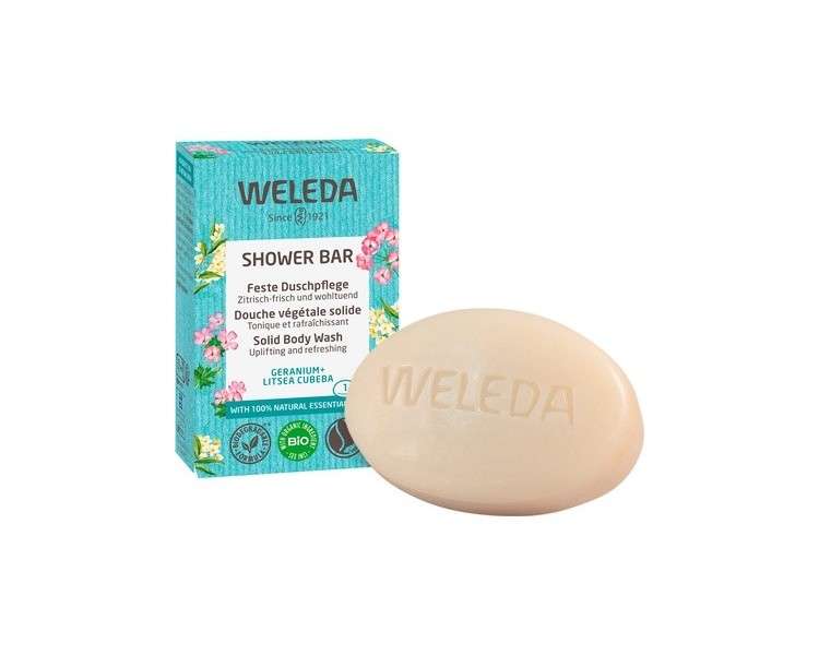 WELEDA Bio Shower Bar Geranium & Litsea Cubeba Solid Shower Care 75g