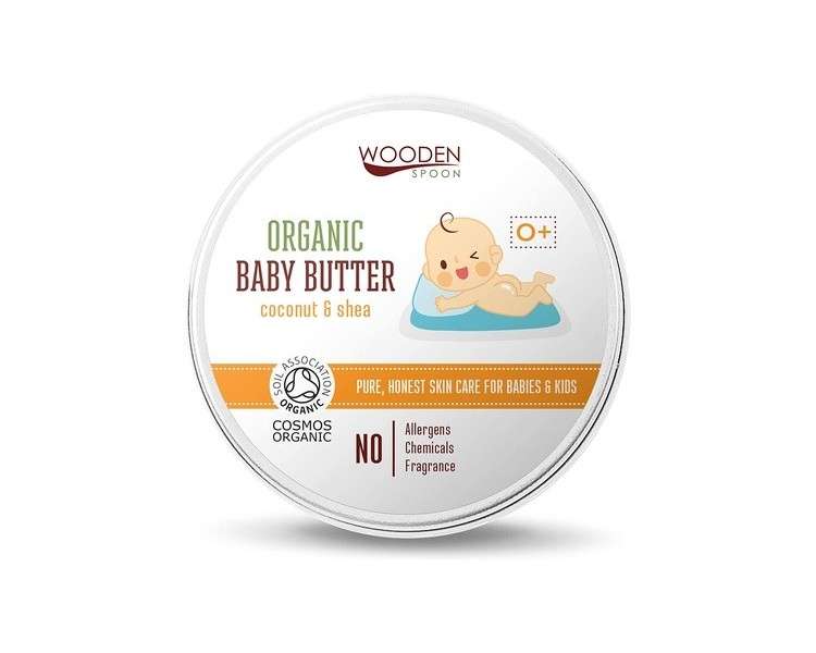 Organic Baby Butter with Coconut & Shea Butter 100ml - Bottom Association Certified, Suitable for Newborns, Vegan, RAW and Handmade