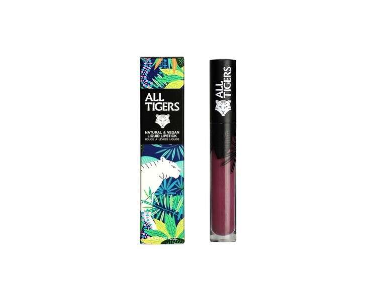 ALL TIGERS Feel The Power 980 Matt Vegan and Natural Liquid Lipstick - Long Lasting - Violet Color - Petroleum-Free with Organic Ingredients