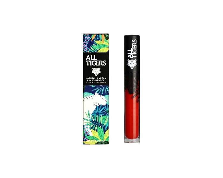 ALL TIGERS Call Me Queen 888 Matt Liquid Lipstick Vegan and Natural Long-Lasting Red Color with Bio Ingredients