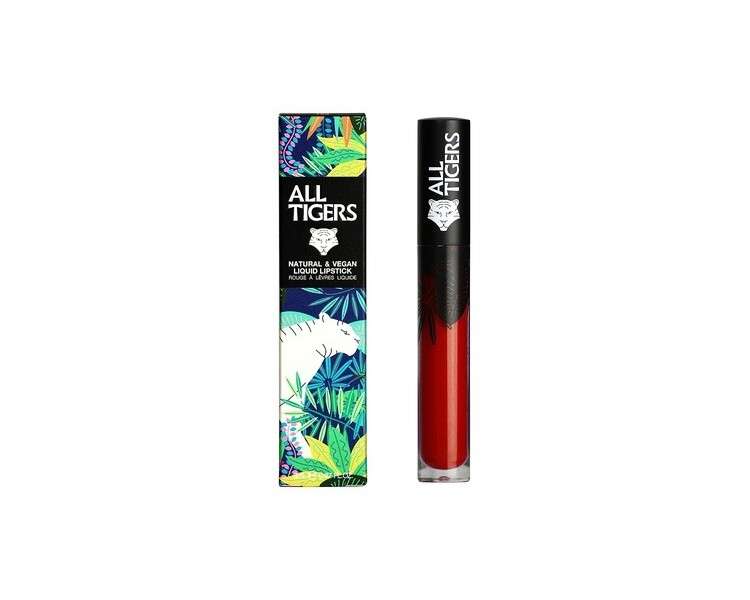 ALL TIGERS Liquid Lipstick Matt Vegan and Natural Long-Lasting Bordeaux-Red Live Fearless 887 - Petroleum-Free Lipstick with Organic Ingredients