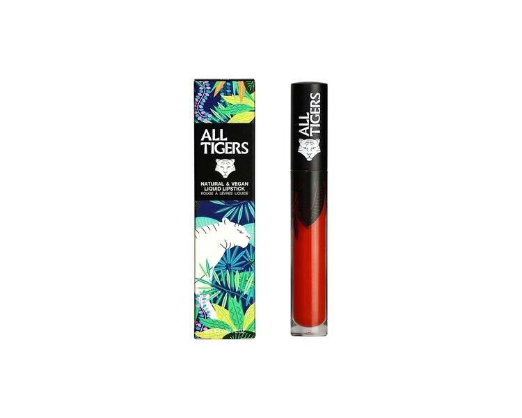 ALL TIGERS Shake the Ground 886 Matt Liquid Lipstick Vegan and Natural Long Lasting Orange-Red Color with Bio Ingredients