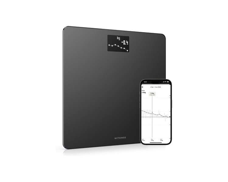 Withings Body Wi-Fi Smart Scale Tracks BMI Digital Weight Bathroom Scale Black