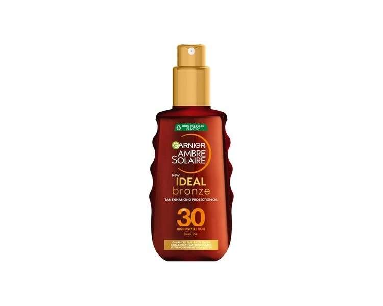 Garnier Ambre Solaire Ideal Bronze Protective Oil Sun Cream Spray SPF30 with Shea Butter 150ml