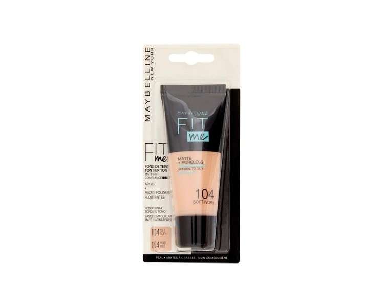 Maybelline New York Fit Me Matte and Poreless Foundation 30ml 04 Soft Ivory