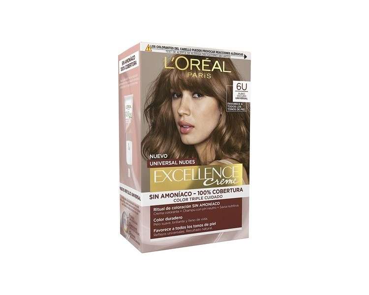 L'Oréal Paris Excellence Creme Universal Nudes 6U Dark Blonde Hair Dye 173g