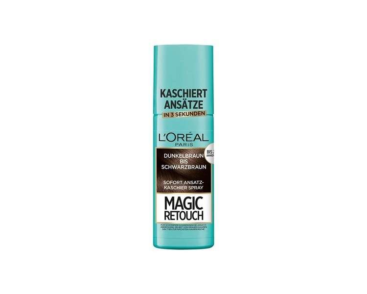 L'Oréal Paris Magic Retouch Root Concealer Spray for Seamless and Natural Blending 75ml Dark Brown to Black Brown