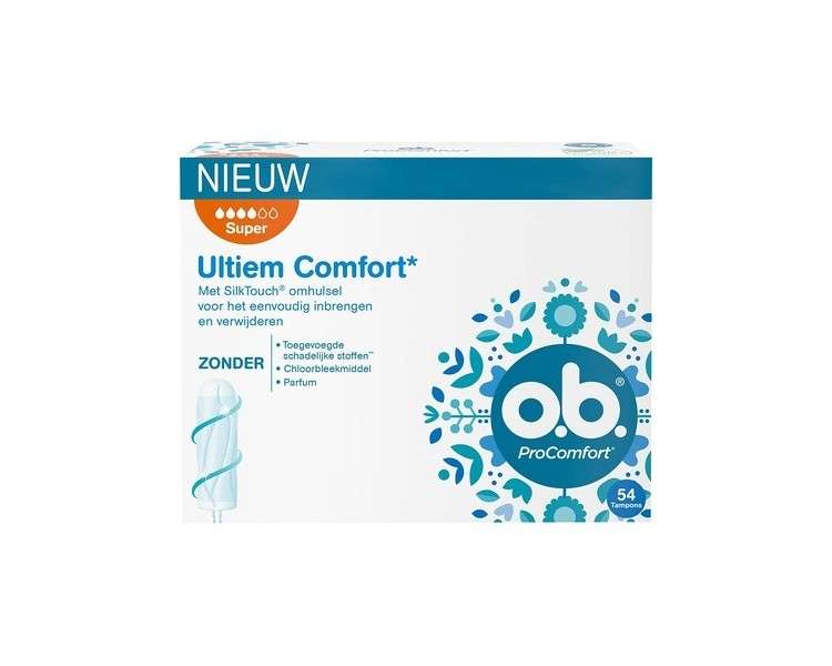 o.b. ProComfort Super Tampons with Dynamic Fit Technology and SilkTouch Surface 54 Count