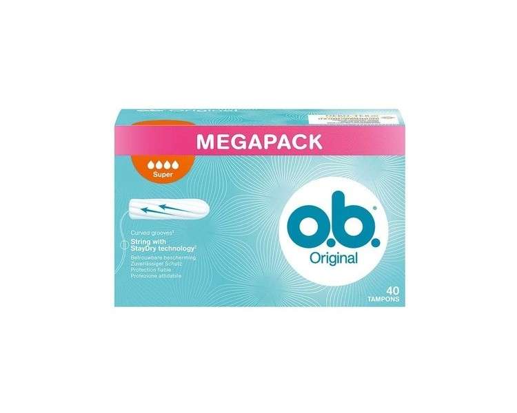 o.b. Original Super Tampons with Curved Grooves and StayDry Technology