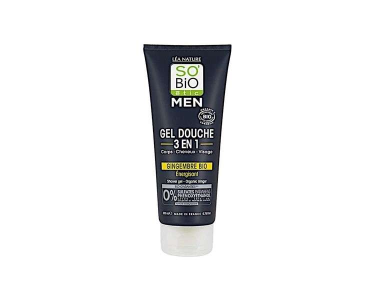So'Bio étic Organic 3-in-1 Ginger Shower Gel for Men - Face, Body and Hair - 200ml