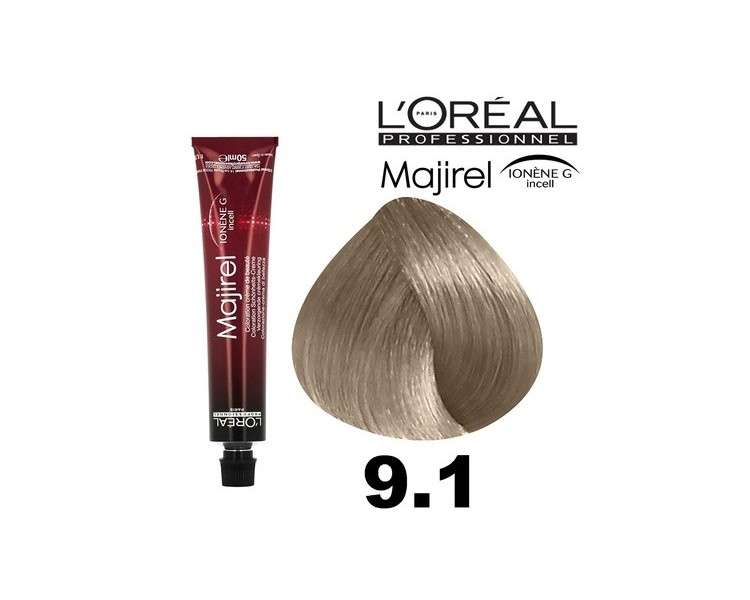 L'Oreal Professionel Majirel Hair Color 50ml 9.1 Very Light Ash Blonde