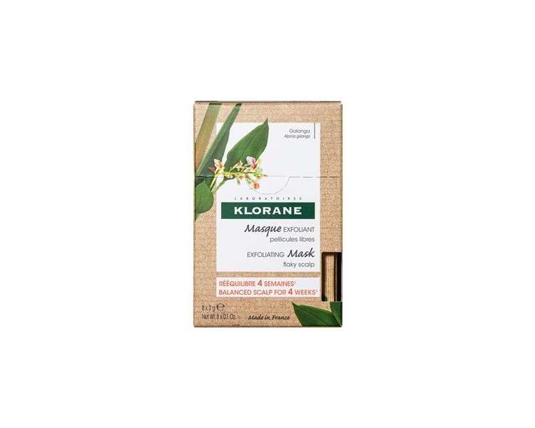 Klorane Exfoliating Powder Mask with Galangal and Clay for Dandruff-Prone Flaky Scalp 1-Month Treatment