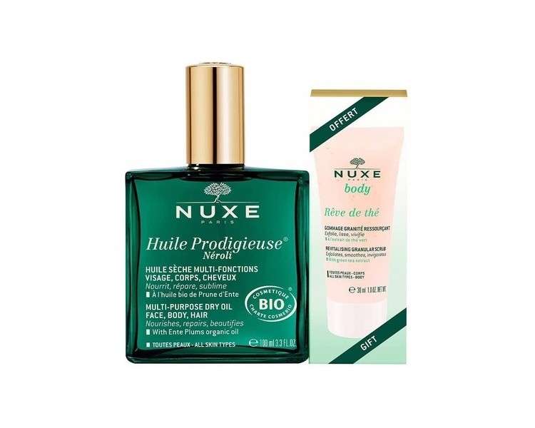 Nuxe Prodigieux Huile Prodigieuse Néroli Organic 100ml with Free Body Rêve de Thé Revitalising Granular Scrub 30ml