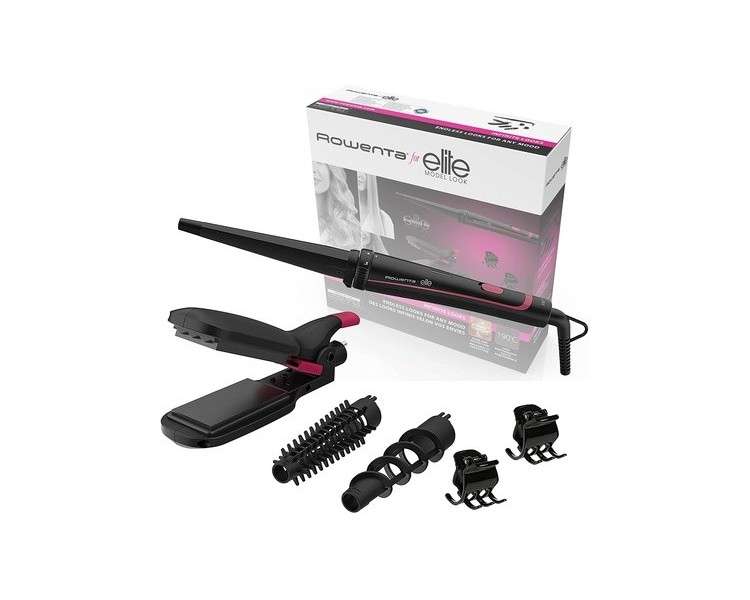 Rowenta CF4222 For Elite Infinite Looks Multistyler with Ceramic Coating and Cool Tip - Black/Pink