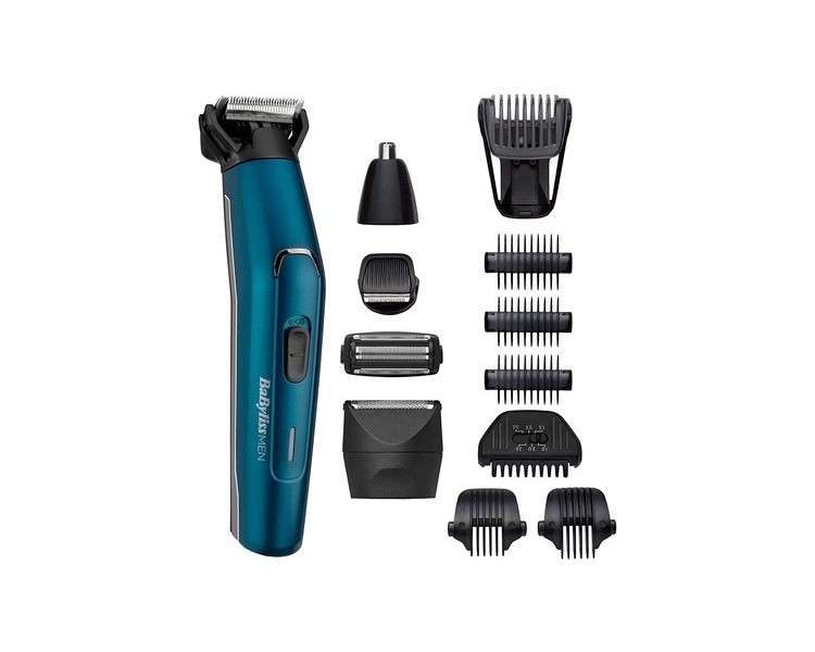 BaByliss MT890E Japanese Steel 12-1 Multitrimmer for Face and Body with 12 Attachments Waterproof and Quick Charge