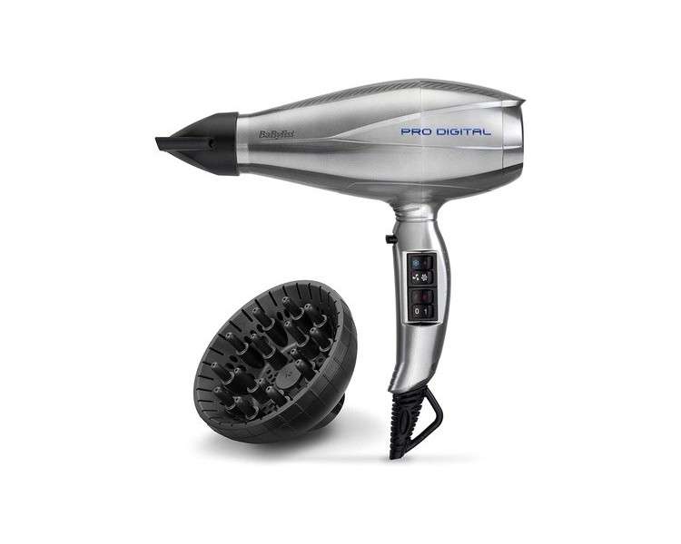 BaByliss Pro Digital 2200 Watt Professional Hair Dryer with Ion Technology and Ceramic Coating Made in Italy 6000E