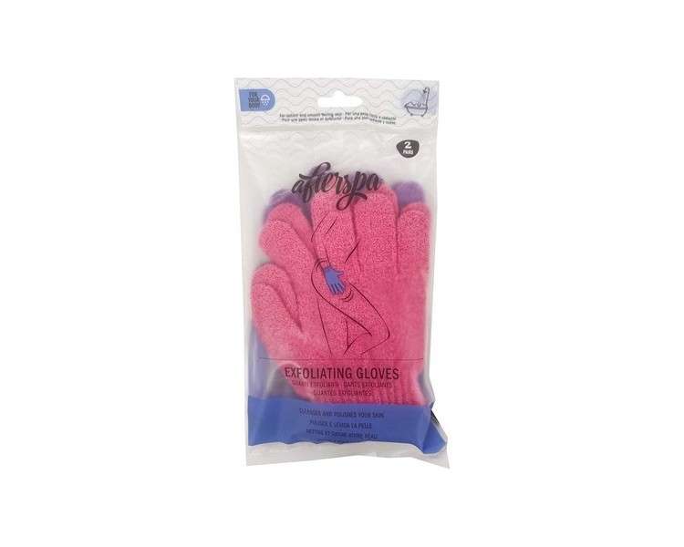 AfterSpa Beauty Exfoliating Gloves - Pink and Purple 2 Pairs