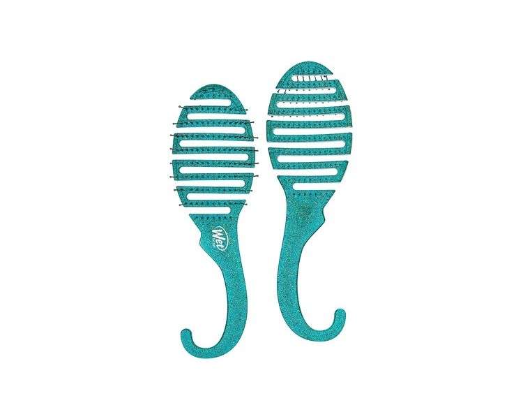 Wet Brush Shower Detangler Brush Green Glitter for Unisex 1 Piece Teal Glitter