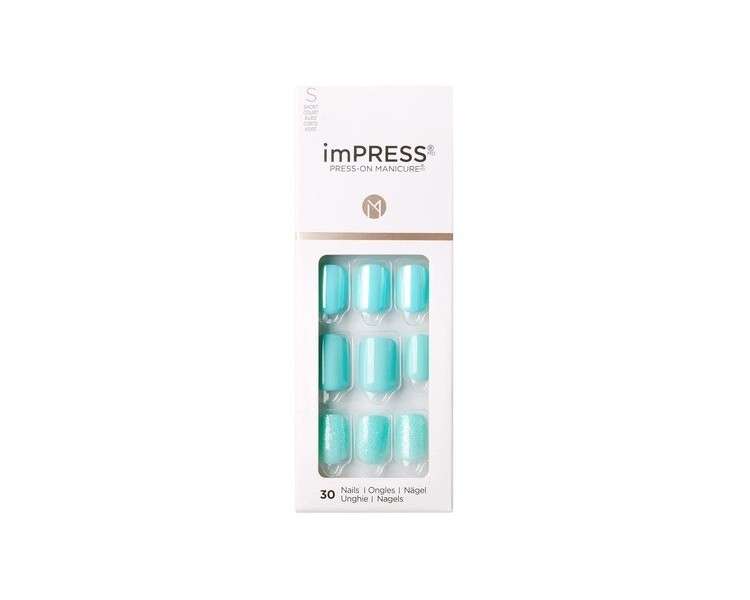 KISS imPRESS Press-On Manicure Rain Check Short Length Square with PureFit Technology - 30 Fake Nails