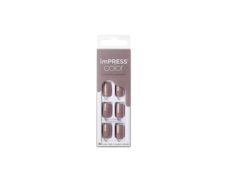 KISS imPRESS Color Press-On Nails Gel Nail Kit Short Length Taupe Prize