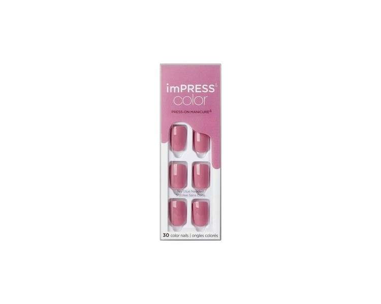 KISS imPRESS Color Press-On Nails Gel Nail Kit Short Length Petal Pink