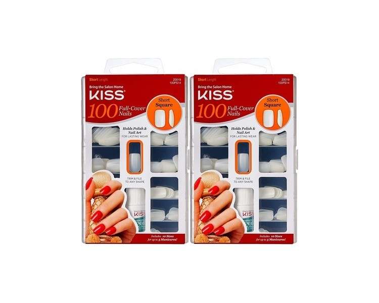 Kiss 100 Full Cover Short Square Nails Short Length