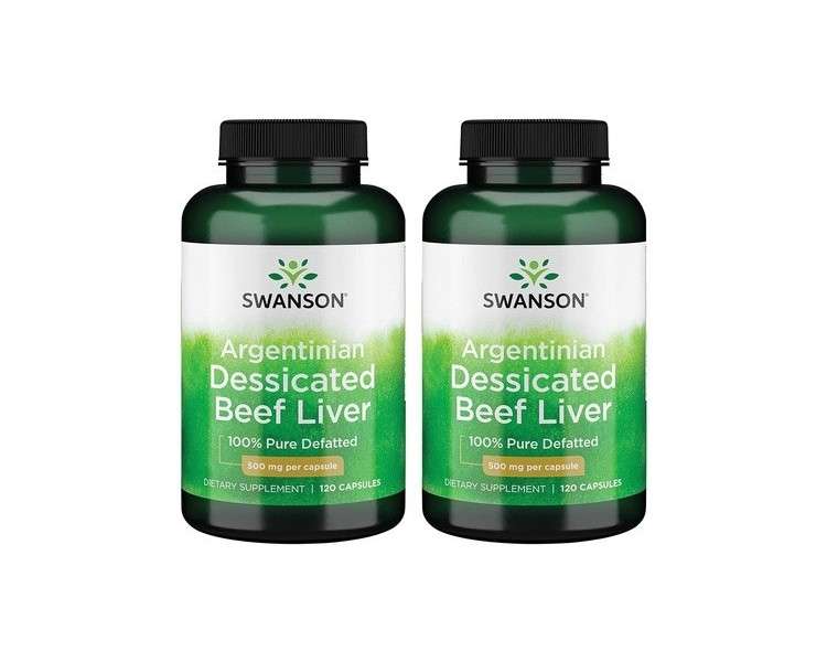 Swanson Argentinian Desiccated Beef Liver 100% Pure Defatted 500mg 120 Caps