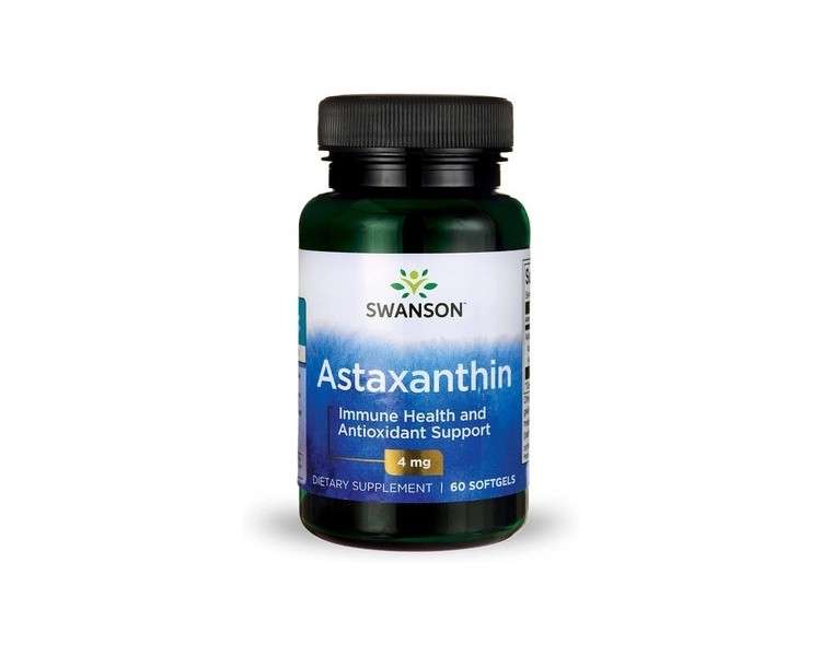 Swanson Astaxanthin Eye Vision Brain Skin Health Antioxidant Support Supplement 60 Softgels 4mg