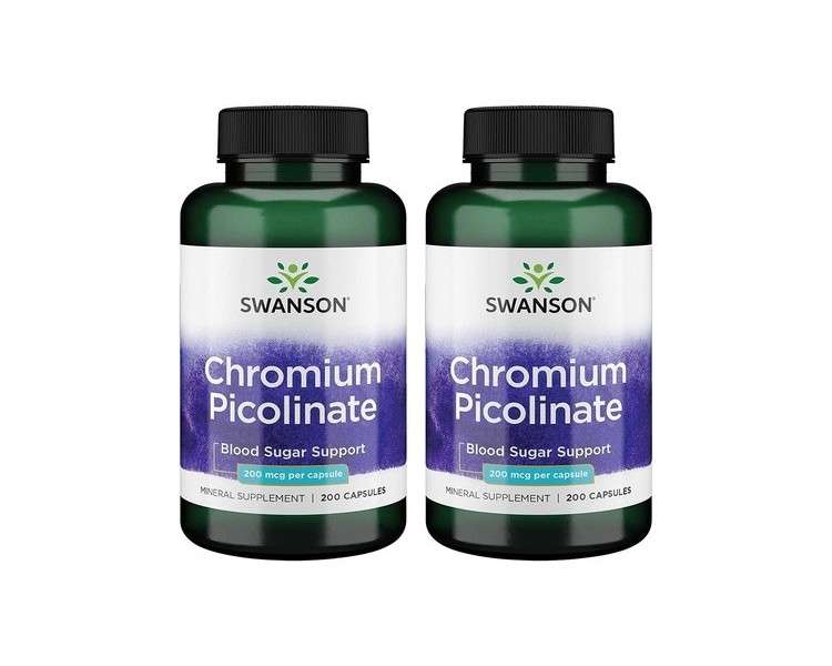 Swanson Chromium Picolinate Natural Supplement Promoting Metabolism & Weight Management 200 Capsules 200mcg