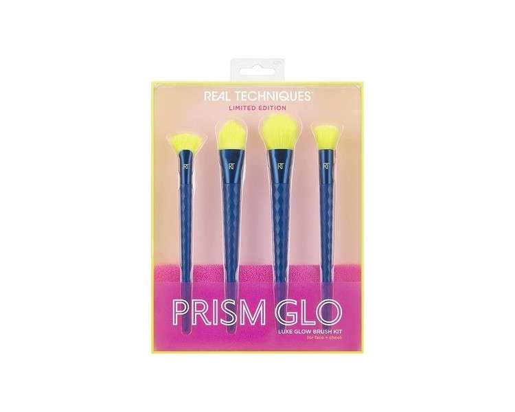 PRISM GLO Collection Luxe Glow Brush Kit Face Brush Set with REAL TECHNIQUES Towel