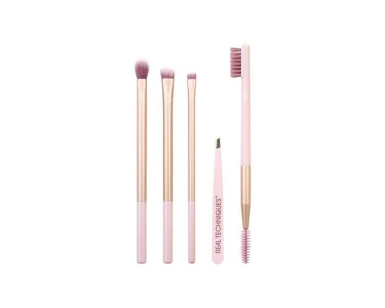 REAL TECHNIQUES Naturally Beautiful Eye Makeup Brush Kit 5 Piece Set Pink