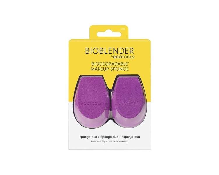 ECOTOOLS Bioblender Makeup Sponge Duo Pack for Liquid and Cream Makeup 54g 3163 Violet - Pack of 2