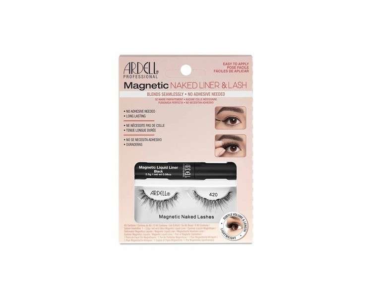 ARDELL Magnetic Liner Kit Naked Lash 420 - Magnetic Real Hair Eyelashes with Magnetic Eyeliner, No Need for Eyelash Glue | Easy to Apply, Vegan & Reusable