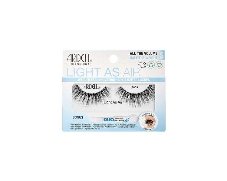 ARDELL Light As Air 523 False Eyelashes with Bonus DUO Adhesive 1g Clear