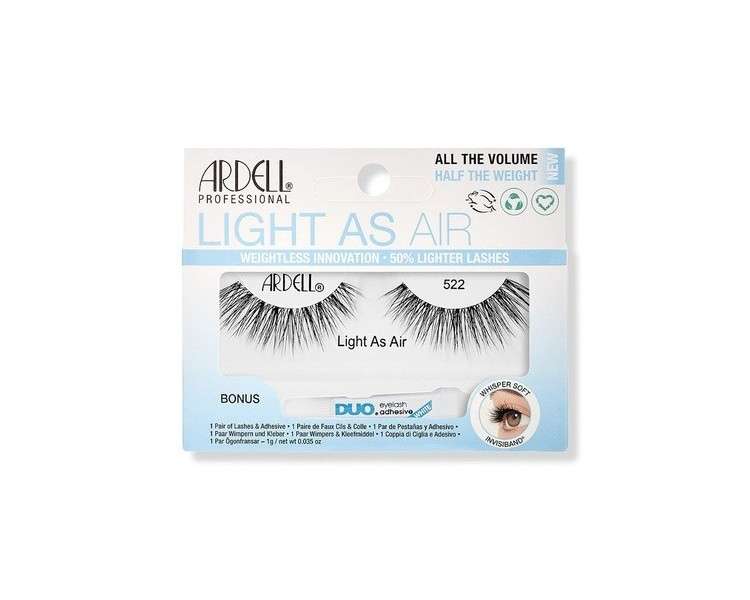 ARDELL Light As Air 522 False Eyelashes with Bonus DUO Adhesive 1g Clear