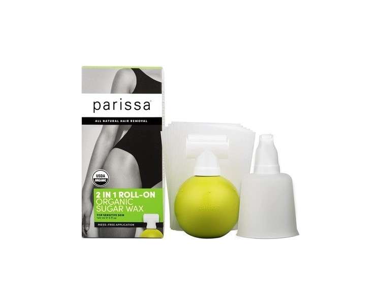 Parissa Organic Roll-On Sugar Wax Kit for At-Home Waxing 100% Natural Gentle Formula