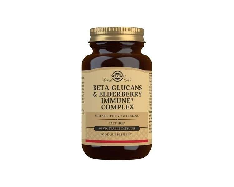 Solgar Beta Glucans & Elderberry Immune Complex Vegetable Capsules 60 Capsules - Immune Supportive Nutrients - Vegetarian and Gluten Free