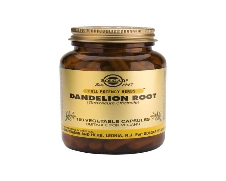 Solgar Full Potency Dandelion Root Vegetable Capsules 100 Count