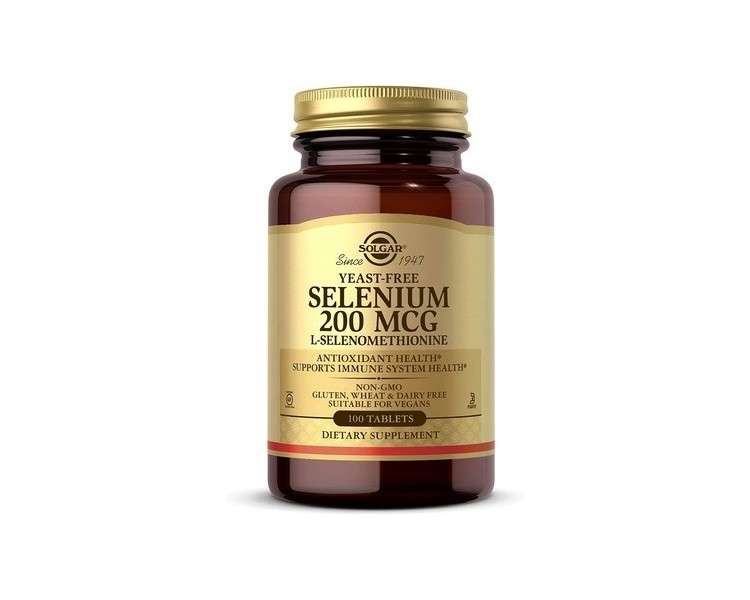 Solgar Yeast-Free Selenium 200mcg 100 Tablets - Supports Antioxidant and Immune System Health - Non-GMO Vegan Gluten Free Dairy Free Kosher