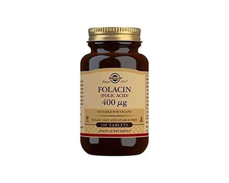 Solgar Folacin 400µg Tablets Supports Maternal Tissue Growth - 100 Count