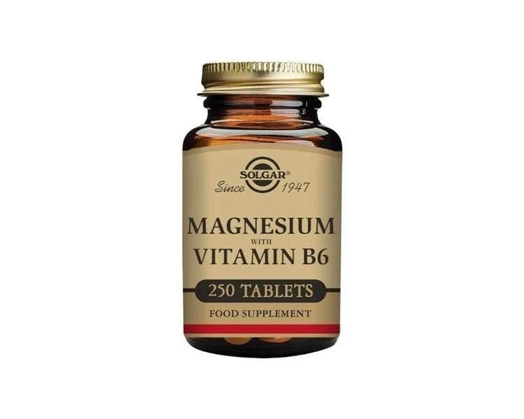 Solgar Magnesium with Vitamin B6 250 Tablets - Promote Healthy Bone Mineralization and Support Nerve and Muscle Function - Non-GMO Vegan Gluten Free Dairy Free Kosher - 83 Servings