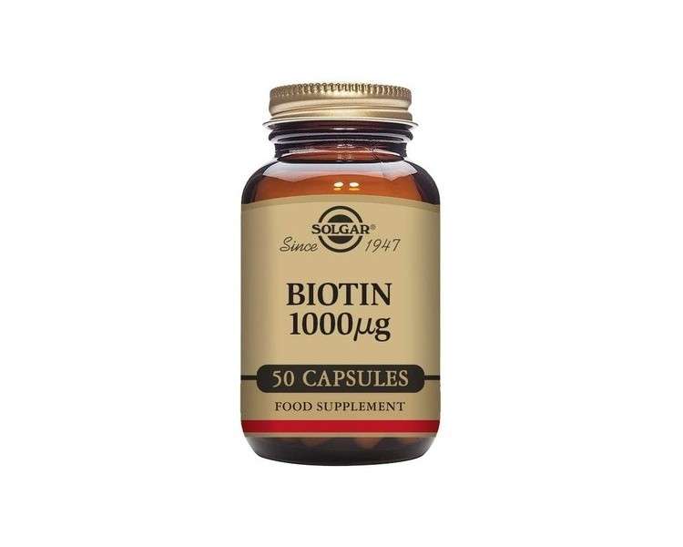 Solgar Biotin 1000mcg Vegetable Capsules 50 Count