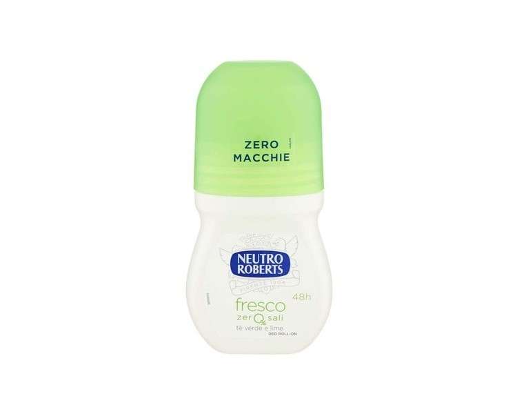 Neutro Roberts Fresh Deodorant Roll On with Green Tea and Lime Zero Aluminum Salts 50ml Bottle